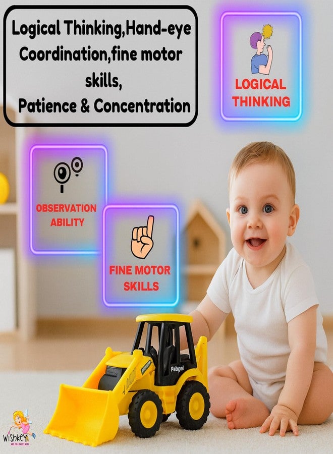 ويش كي شاحنة جرافة تعمل بالاحتكاك من ويشكي 2 في 1، لعبة حفارة JCB، مركبة بناء مزودة بمجرفة قابلة للدوران 180 درجة، عجلات مطاطية كبيرة، سيارة هندسية متينة غير قابلة للكسر للأطفال - Image 3